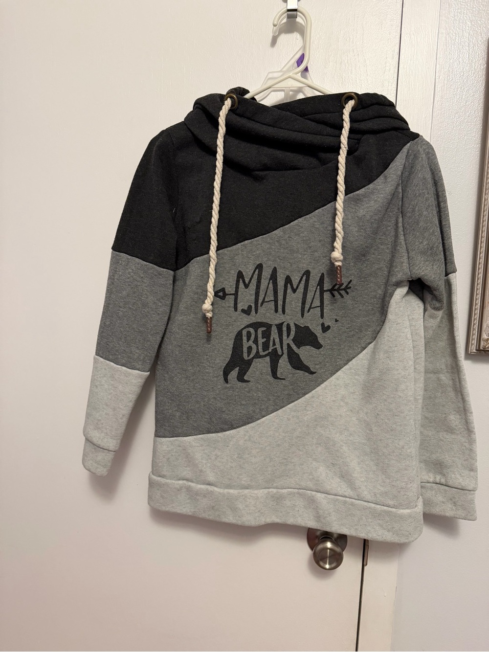 Mama Bear Colorblock Hoodie - Black & Gray